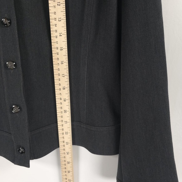 ST. JOHN SPORT MARIE GRAY Stretch Light Blazer Coat Silver Grommet Studs MEDIUM - Picture 6 of 13
